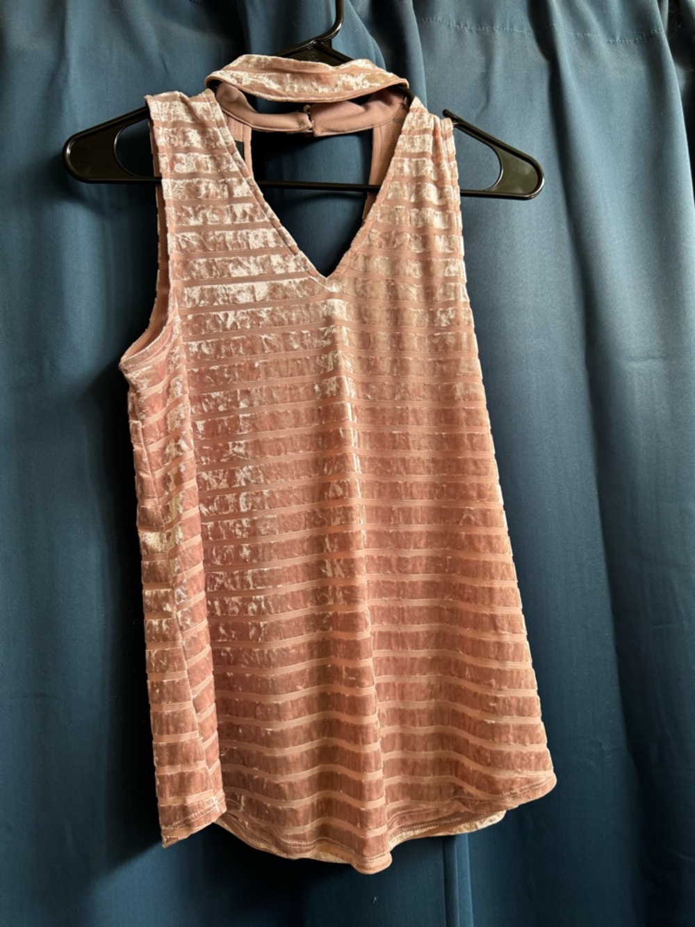 A. Byer Pink Crushed Velvet Choker Tank Top